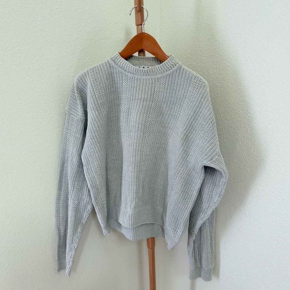 Vintage Basix Gray Relaxed Fit Knit Cotton Sweater Women’s Size Large
